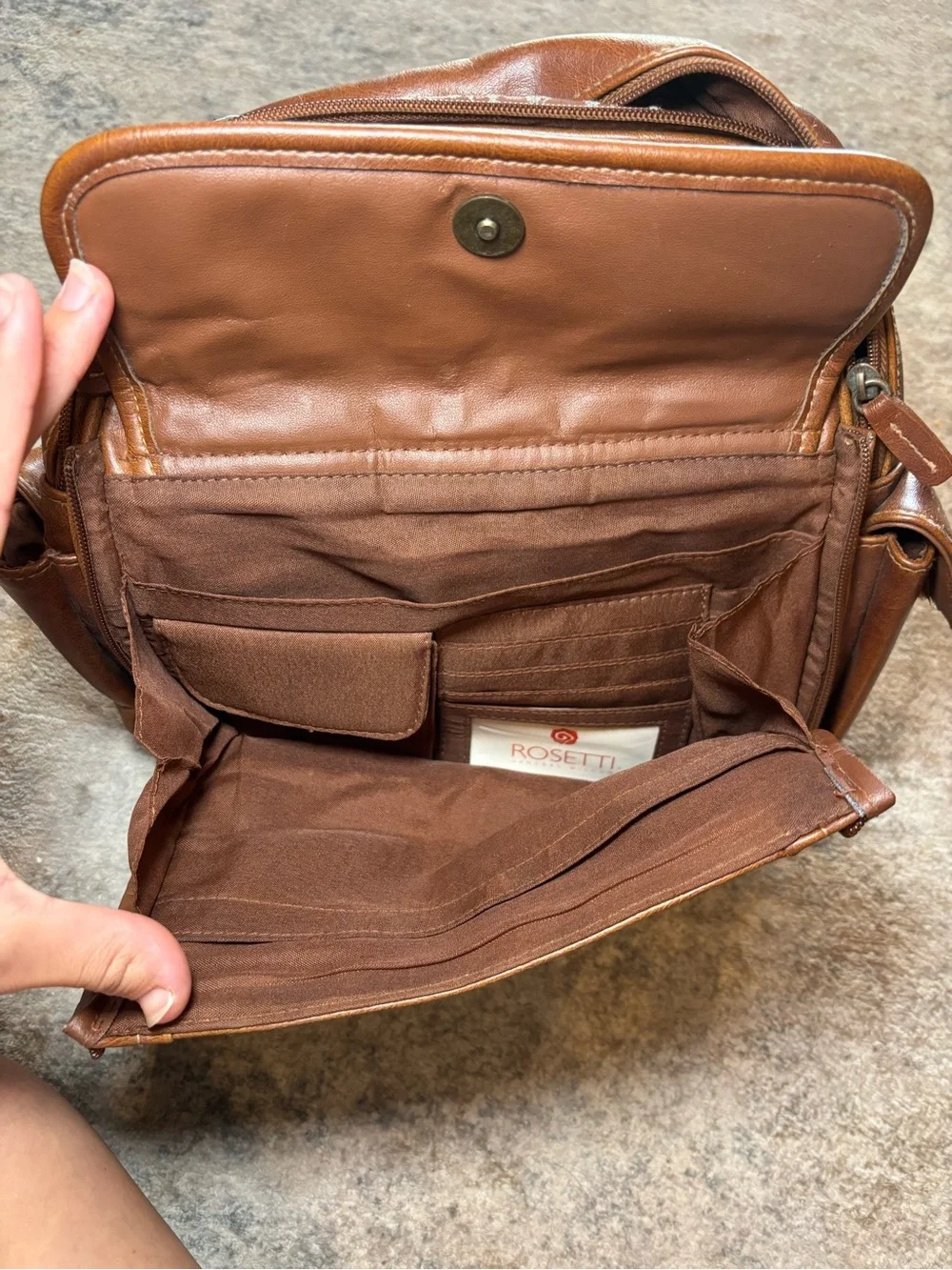 Vintage Rosetti Cognac Brown Small Faux Leather Backpack Purse